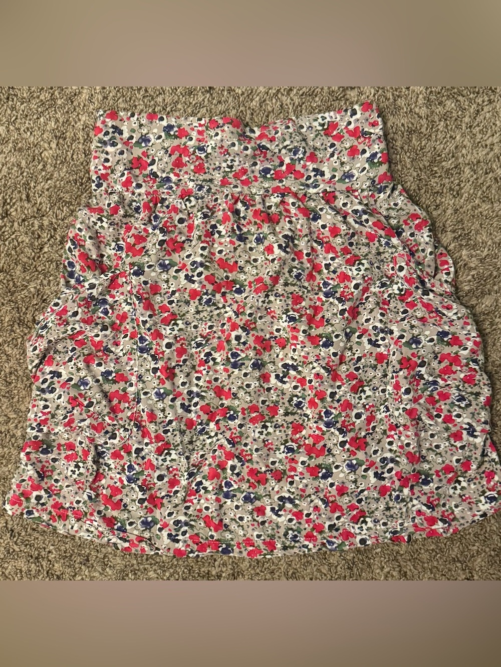Cotton On Gray Elastic High-Waist Floral Skirt with Pockets